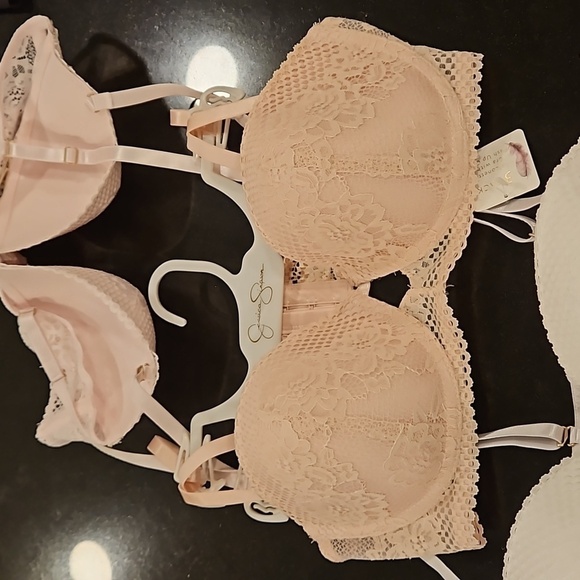 💕JESSICA SIMPSON💕 Padded Push Up Balconette Bras 3 Pk Pink White Nude 36C NWT - Picture 7 of 16